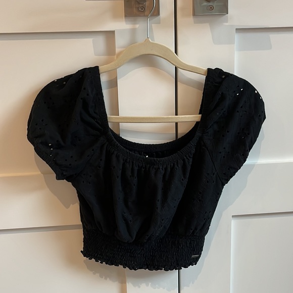 Hollister Bardot Off the Shoulder Black Top - Picture 5 of 6